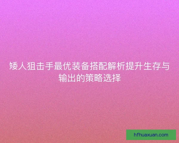 矮人狙击手最优装备搭配解析提升生存与输出的策略选择