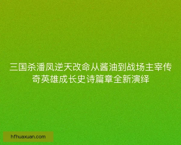 三国杀潘凤逆天改命从酱油到战场主宰传奇英雄成长史诗篇章全新演绎